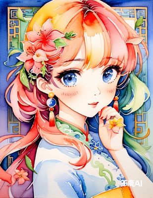 水彩线稿上色