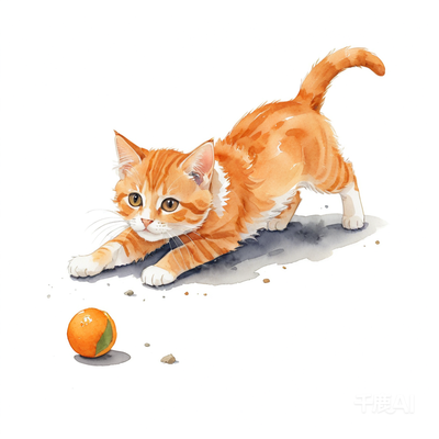 水彩小橘猫