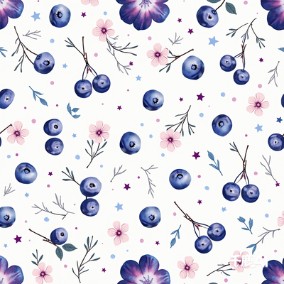 POD素材小清新水果印花（蓝莓）