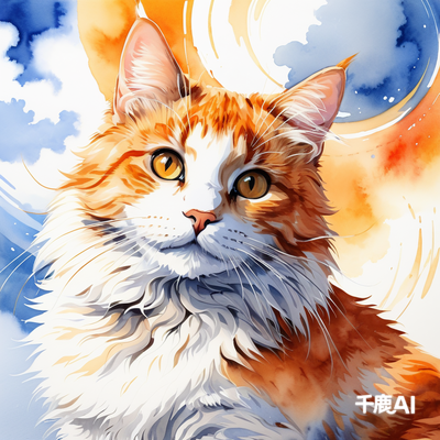 艺术橘猫水彩风格