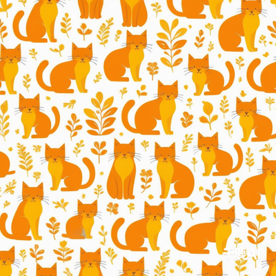 pod素材橙色小猫黄色图案