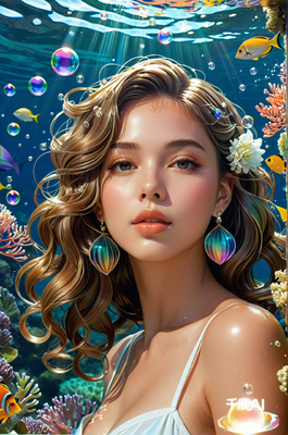 海底美人鱼摄影插画