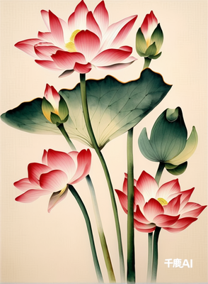 荷花 水墨画