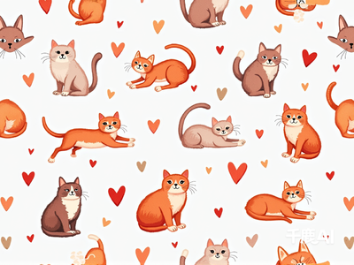 POD素材爱心小猫
