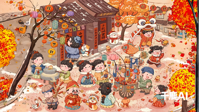 新春插画扩图横向壁纸