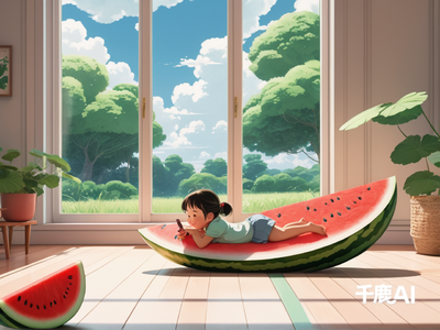 西瓜上的小孩