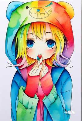 戴帽子线稿女孩上色